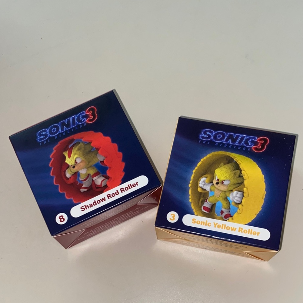 McDonald's 2024 happy meal toy, Sonic Yellow Roller & shadow red roller
